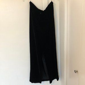 Kay Unger Black Velvet Straight Maxi Skirt w/ Slit Sz 12